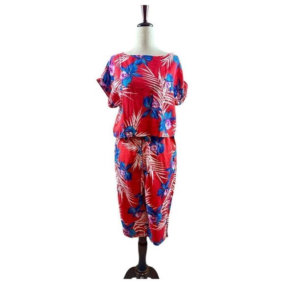 Vintage 80s Cotton Aloha 2 Piece Pant/Crop Top Set by LA Chic California - Picture 4 of 10